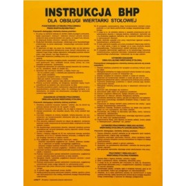 ANRO Znak Bezpieczeństwa „Instrukcja BHP przy obsłudze wiertarki stołowej”