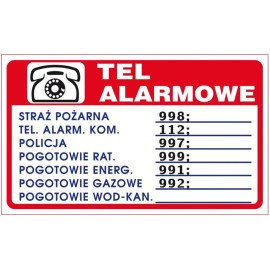 ANRO Znak Bezpieczeństwa "Telefony alarmowe"
