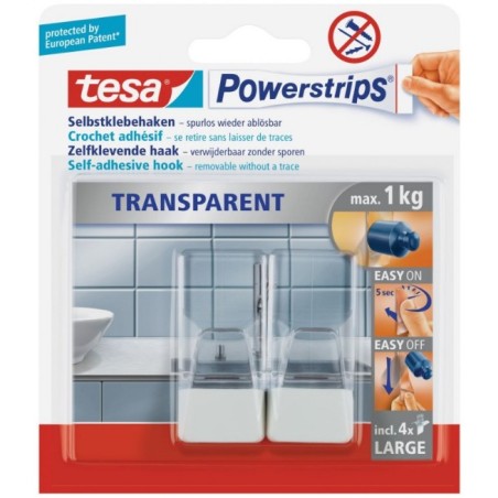 TESA Haczyk Samoprzylepny Powerstrips Transp. Biały