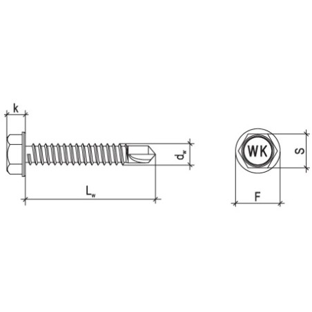 WKRĘT-MET Wkręt Samowiercący z Łbem Sześć. 5,5x38 Paczka