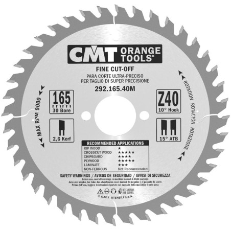 165X2.6x1.6x30 z40 CMT ORANGE TOOLS PIŁA TARCZOWA DO ELEKTRONARZĘDZI 292.165.40M