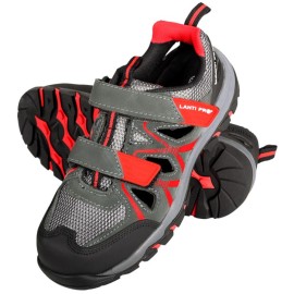 LAHTI PRO Sandały Zamszowe Szaro-Czerwone L30603