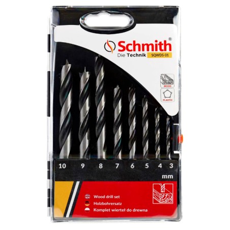 SCHMITH Komplet Wierteł Do Drewna  3-10mm 8szT. SQWDS-01