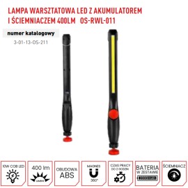 PRO Lampa LED z Aku 400Lm OS-RWL-011