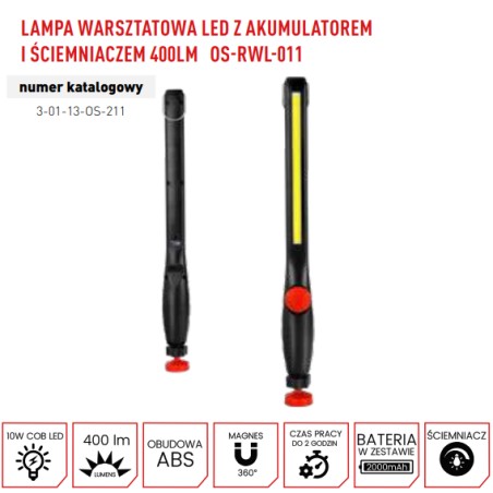PRO Lampa LED z Aku 400Lm OS-RWL-011