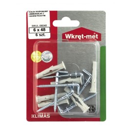 WKRĘT-MET Blister Kołka z Hakiem Prostym RUL 6x4 6szt RUL-06048