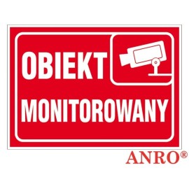ANRO Znak Bezpieczeństwa Obiekt Monitorowany PŁYTA PCV Z-R111-P-150x210