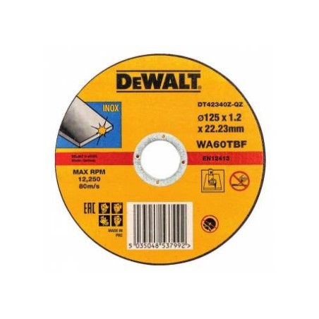 DEWALT Tarcza do cięcia stali nierdzewnej 125x1.2 DT42340Z-QZ