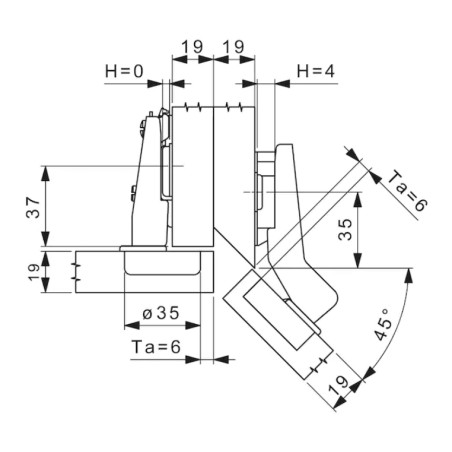 WURTH Zawias Puszkowy CLICKON ODG.94/45 F015072673