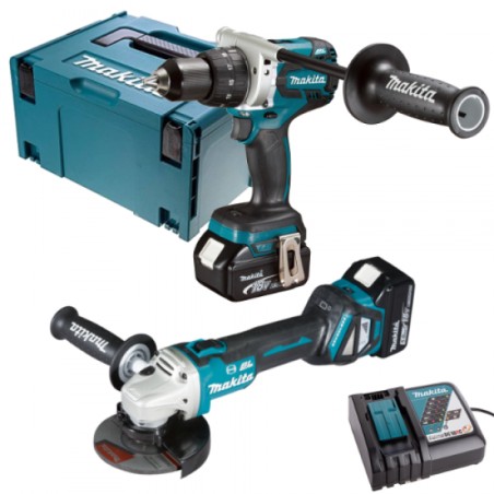 MAKITA Zestaw COMBO 18V Szlifierka+ Wkrętarka 2x 5Ah  DGA506 + DLX2255TJ