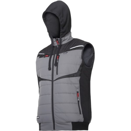 LAHTI PRO Bezrękawnik Szaro-Czarny Ocieplany z Kapturem 3XL L4131706
