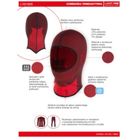 LAHTI PRO Kominiarka Termoaktywna CZARNO-CZERWONA L102150S 2