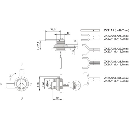 LOB Zamek Do Kaset ZK21 ZK21-24-03-A1