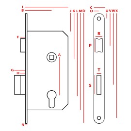 Zamek drzwiowy 72/50 na wkład JANIA z zaczepem 20x8 żółty Z081 2