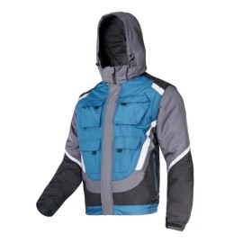 LAHTI PRO Kurtka Ocieplana Czarno-Szaro-Turkusowa Odblaskowa 3XL L4092406