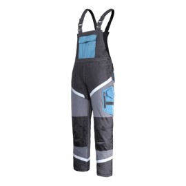 LAHTI PRO Ogrodniczki Ocieplane Czarno-Szaro-Turkusowe z Odbaskami 2XL L4110905