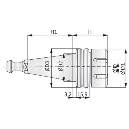 CMT B30PDX20 Uchwyt ISO30 ER32 DX H50 DIN 69871 Biesse