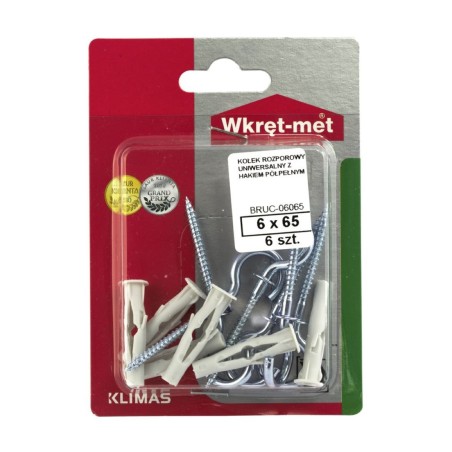 WKRĘT-MET Blister Kołka z Hakiem Pół.Peł RUC 6x35 6szt BRUC-06065