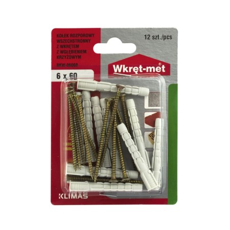 WKRĘT-MET Blister Kołek KW 6X60 Blister 12szt BKW-06060