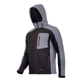 LAHTI PRO Kurtka Softshell z Kapturem Czarno-Szaro-Pomarańczowa L L4091603