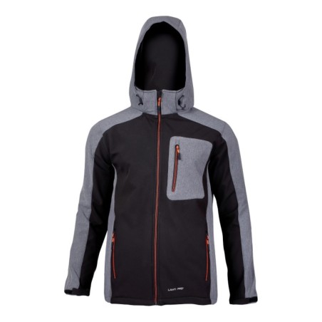 LAHTI PRO Kurtka Softshell z Kapturem Czarno-Szaro-Pomarańczowa 2XL L4091605