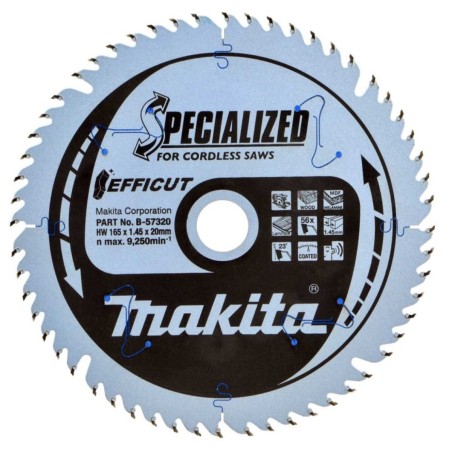 165x20 z56 MAKITA Tarcza Tnąca zębów EFFICUT do drewna, laminatu B-57320