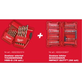 MILWAUKEE Zestaw Promo Kit Wiertła 19szt+ Bity 56szt 4932478901
