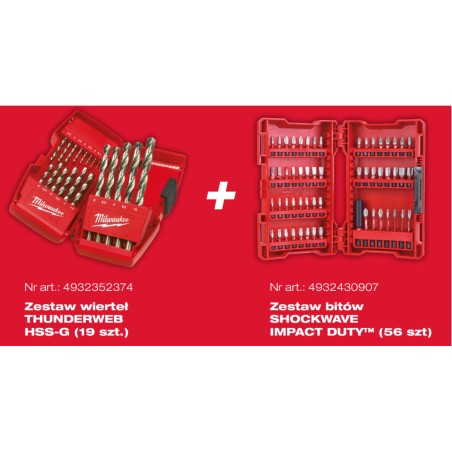 MILWAUKEE Zestaw Promo Kit Wiertła 19szt+ Bity 56szt 4932478901