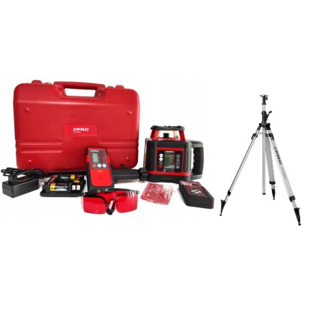 PRO Niwelator Laser Rotacyjny LR-500D z Cyfrowym Wyświetlaczem LR500 D + Statyw TR-3400 HD 3-01-06-L1-114