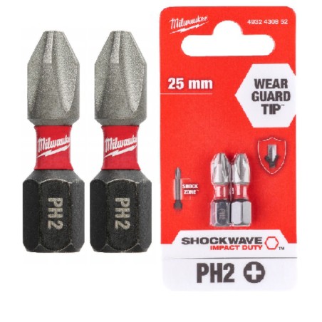 MILWAUKEE Bit PH2 25mm 2szt Udarowy SHOCKWAVE 4932430852