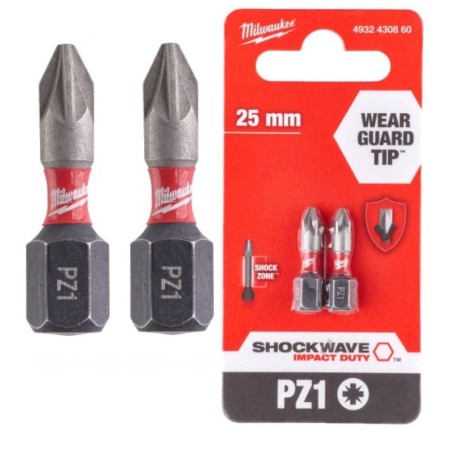 MILWAUKEE Bit PZ1 25mm 2szt Udarowy SHOCKWAVE 4932430860