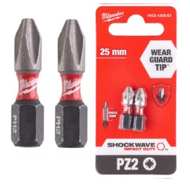 MILWAUKEE Bit PZ2 25mm 2szt Udarowy SHOCKWAVE 4932430863