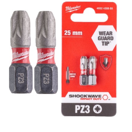 MILWAUKEE Bit PZ3 25mm 2szt Udarowy SHOCKWAVE 4932430868