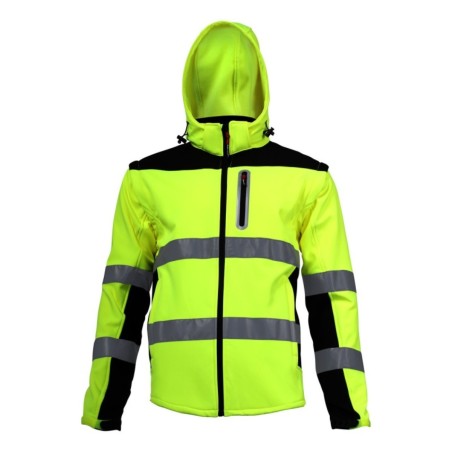 LAHTI PRO Kurtka Softshell Ostrzegawcza Z Odpinanymi Rękawami ŻÓŁTY XL L4091904
