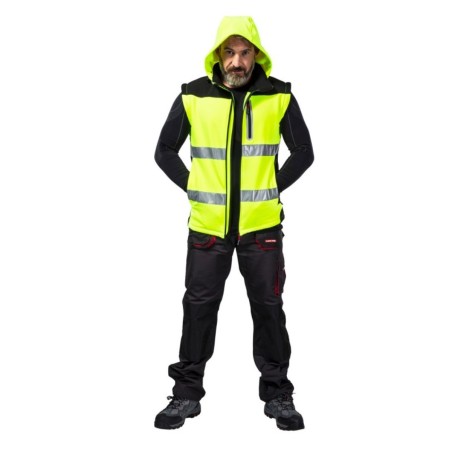 LAHTI PRO Kurtka Softshell Ostrzegawcza Z Odpinanymi Rękawami ŻÓŁTY L L4091903