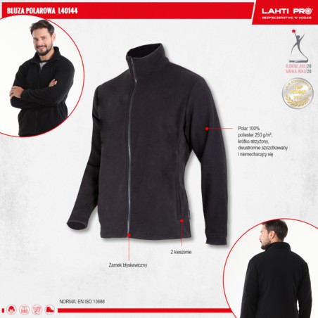 LAHTI PRO Bluza Polarowa CZARNA 250G/M2 XL L4014404