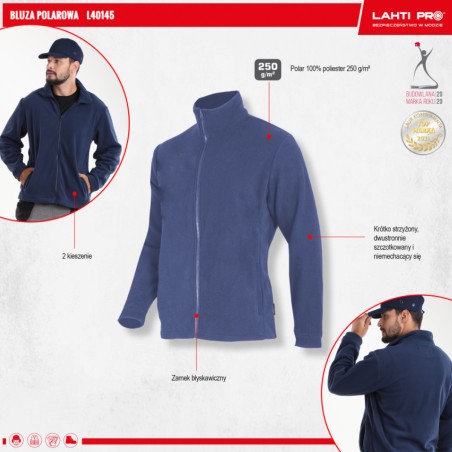 LAHTI PRO Bluza Polarowa GRANATOWA 250G/M2 2XL L4014505