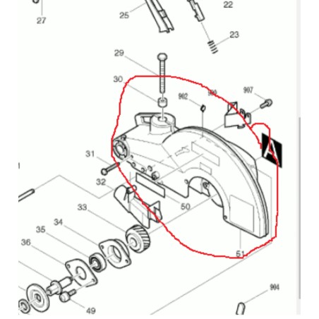 MAKITA Część zamienna do LS1040- Osłona ostrza kpl. Nr. 51 Kod: 188330-0 zam.141570-1