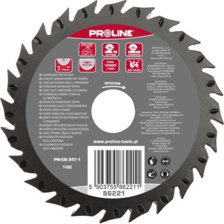 PROLINE Tarcza Płaska z Tarnikiem Grube Zęby 125mm 86222