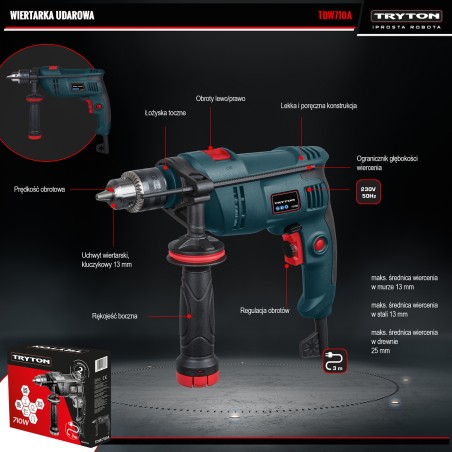 TRYTON Wiertarka Udarowa 710W (TDW710A)