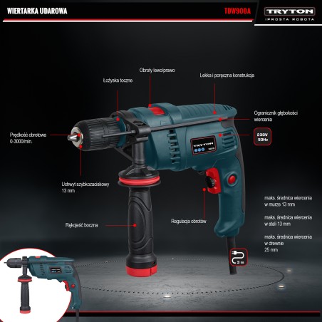 TRYTON Wiertarka Udar 900W (TDW900A)