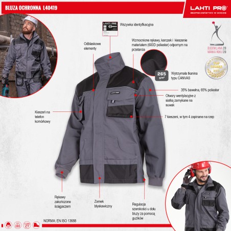 LAHTI PRO Bluza Szaro-Czarna M (50) (L4041950)
