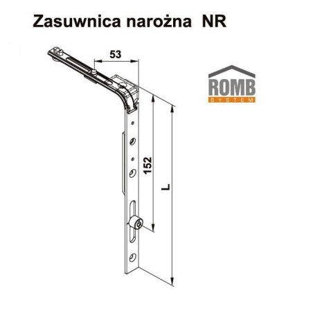 Zasuwnica Okienna Narożna ROMB NR3 1451-1650mm (Czop Walcowy)