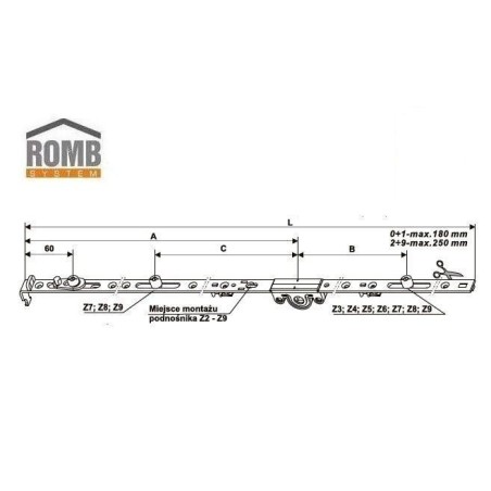 Zasuwnica Okienna ROMB Z3 Hw 801-1050mm