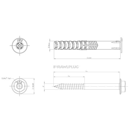 RAWLPLUG Kołek Ramowy FFS z Kołnierzem 10x60 (R-FFS-N-10K060) Sztuka