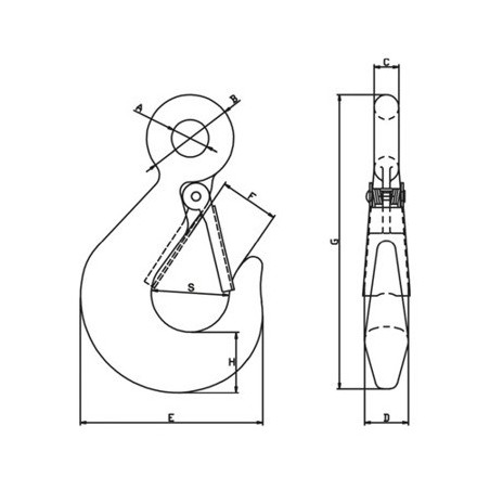 Hak z Zabezpieczeniem Udźwig 1600 kg. Ocynk
