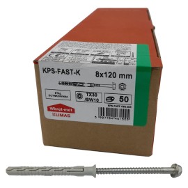 KLIMAS Wkręt-Met Kołek Ramowy Rozporowy Z Wkrętem Z Łbem Sześciokątnym I Gniazdem TX 8x120 Klucz (KPS-FAST-08120K) Sztuka 2