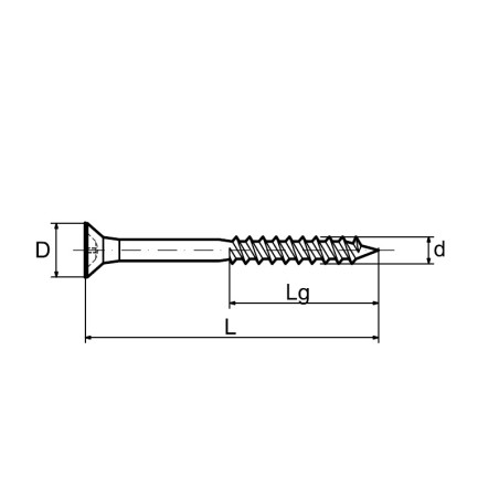 Wkręt hartowany do drewna z łbem stożkowym z niepełnym gwintem 5x80 (Na wagę)