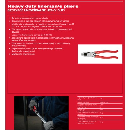 MILWAUKEE Szczypce HEAVY DUTY (48226100)