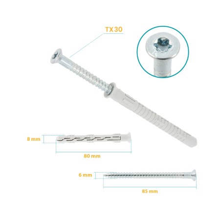 KLIMAS Wkręt-Met Kołek Ramowy 8x80 Stożek (TORX) KPS-FAST-08080S